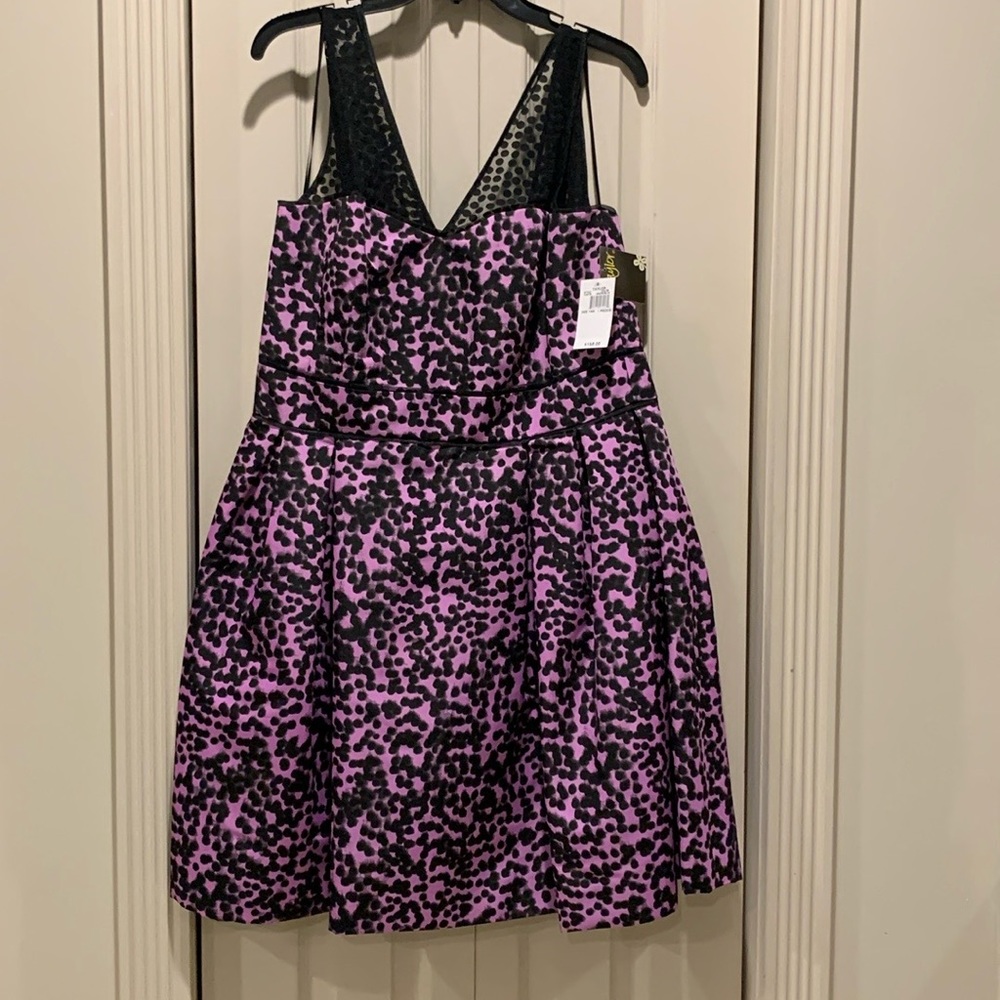 NWT never worn!! Cocktail dress, knee length, black/pink, mesh on top, sleevless